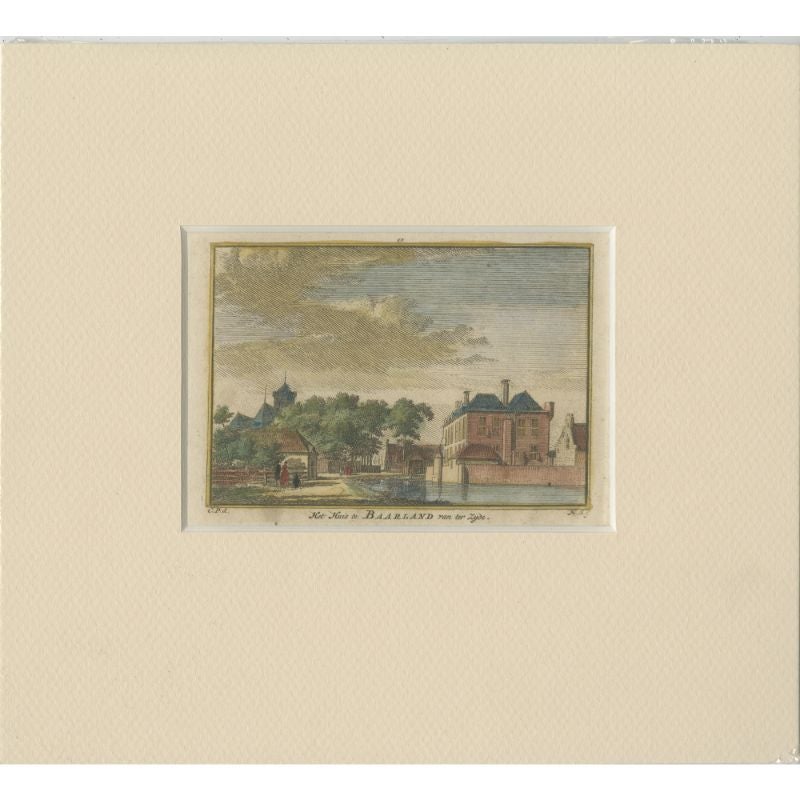 Antique Print of 'Huis Te Baarland' a Castle in Borsele, the Netherlands.