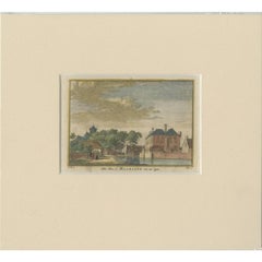 Antique Print of 'Huis Te Baarland' a Castle in Borsele, the Netherlands.