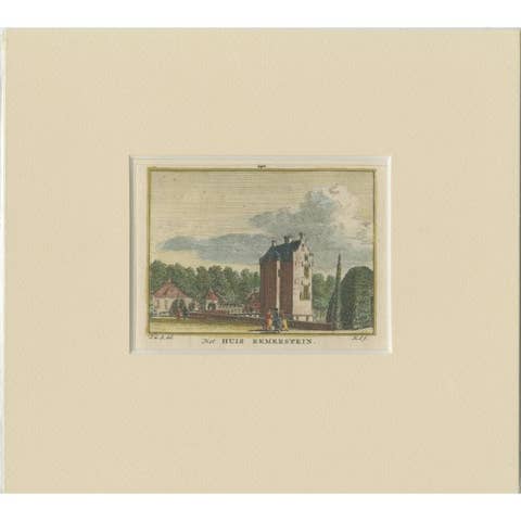 Antique Print of 'Huis Te Remmerstein' a Castle in Rhenen, the Netherlands