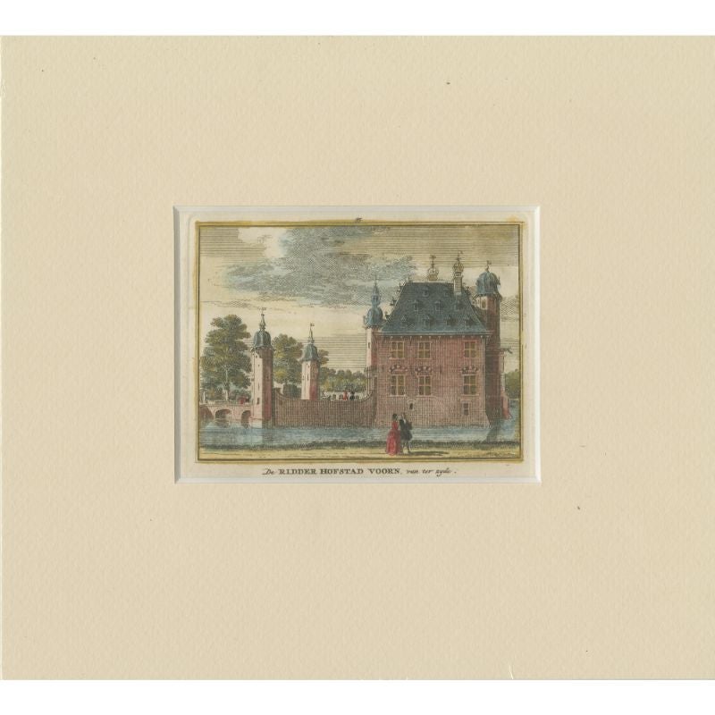 Antique Print of 'Huis Te Voorn', a Castle in De Meern, the Netherlands For Sale