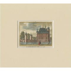 Stampa antica di 'Huis te Voorn', un castello a De Meern, Paesi Bassi