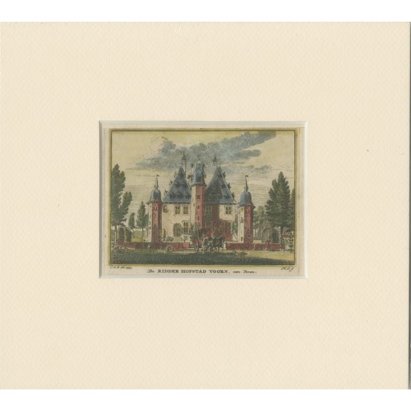 Antique Print of 'Huis Te Voorn', a Castle in De Meern, the Netherlands