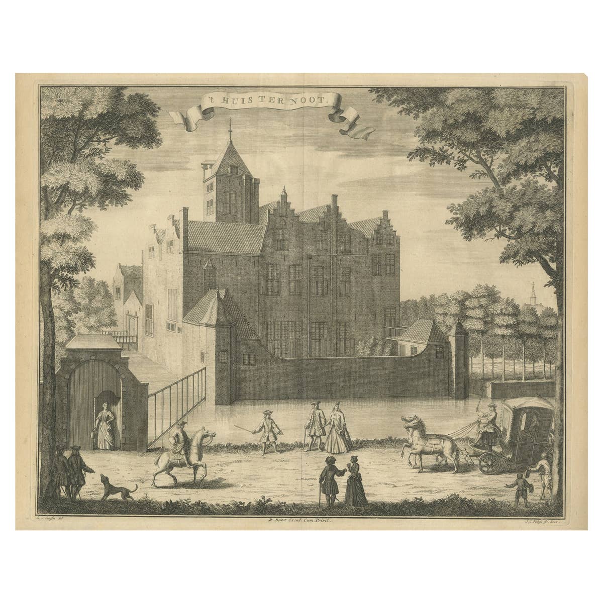 Antique Print of Huis Ter Noot, The Hague in The Netherlands