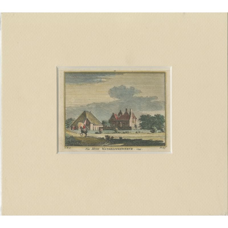 Antique Print of 'Huis Waterloozewerve' Castle in Aagtekerke, the Netherlands For Sale