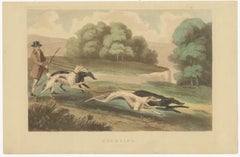 Antique Print of Hunting Dogs Chasing, circa 1880