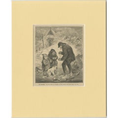 Antique Print of Ice Fishing, C.1900