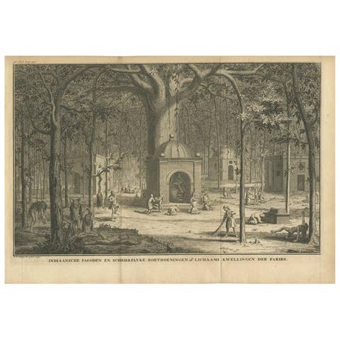 Antique Print of Indian Pagodas by Tirion, 1731