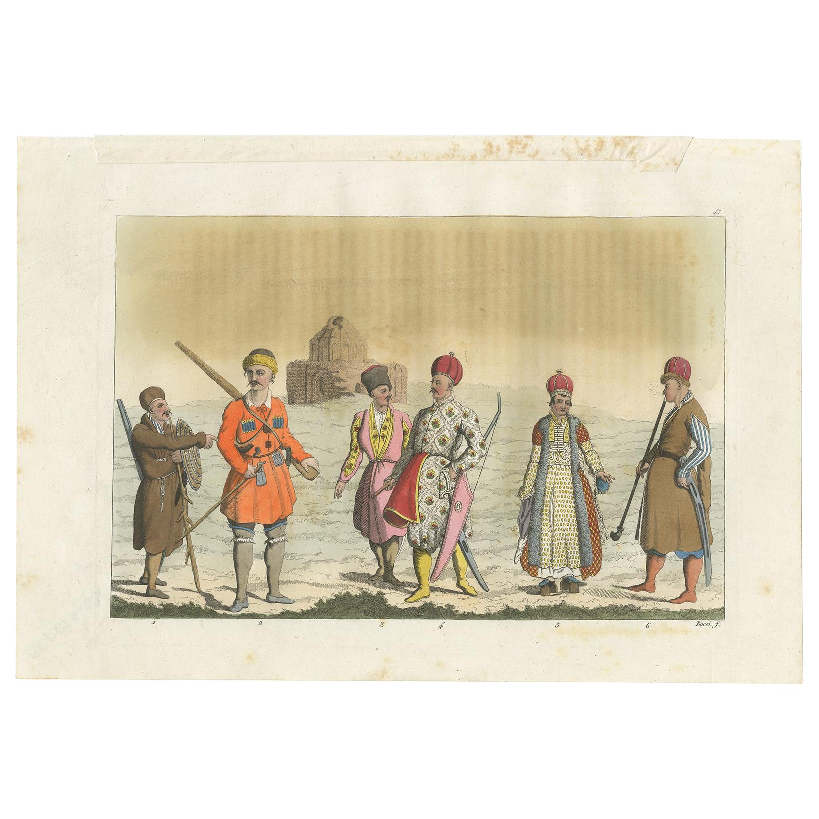 Antique Print of Ingush and Other People by Ferrario '1831' For Sale
