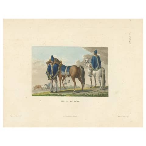 Antique Print of Inhabitants of Chile