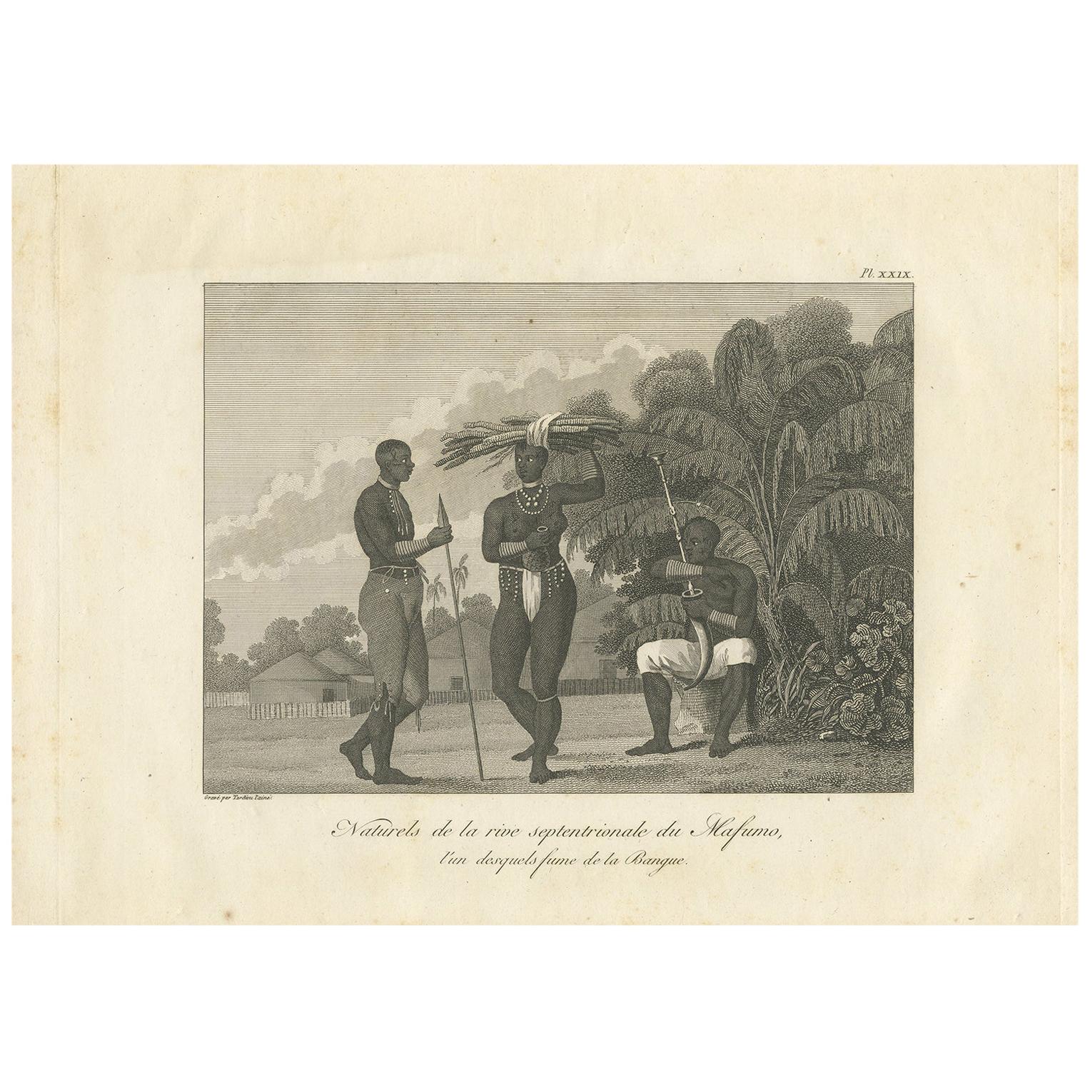 Antique Print of Inhabitants of the region of Mafumo River by Symes (1800) For Sale