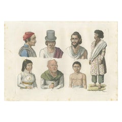 Antique Print of Inhabitants of Timor by Ferrario, '1831'