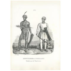 Stampa antica di Abitanti di Tondano 'Indonesia' di Honegger del 1845