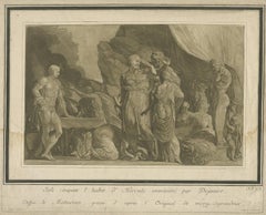 Antique Print of Iole cutting Hercules' Coat by Johann Theophilus Prestel, 1777