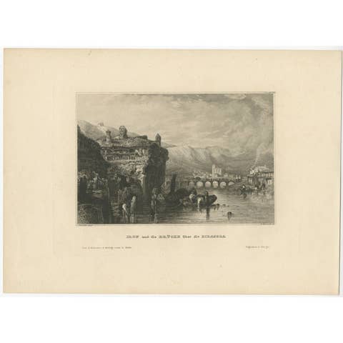 Antique Print of Irun, Bidasoaldea Region, Spain