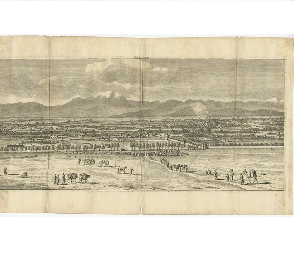18th Century Large Antique Print of Isfahan Or Ispahan, Sepahan, Esfahan or Hispahan in Iran For Sale