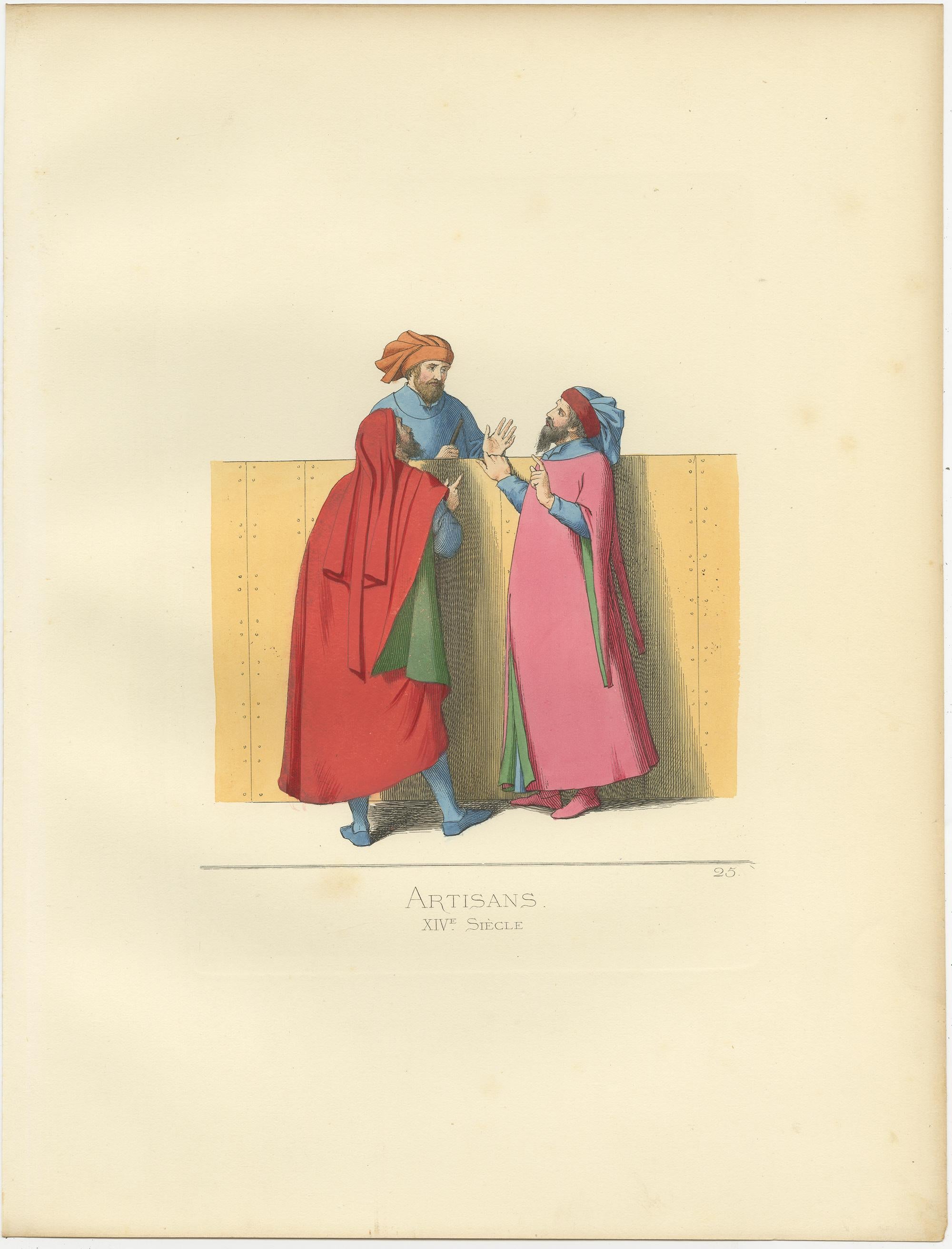 Antique Print of Italian Artisans by Bonnard, 1860 In Good Condition For Sale In Langweer, NL