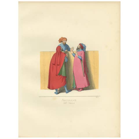 Antique Print of Italian Artisans by Bonnard, 1860
