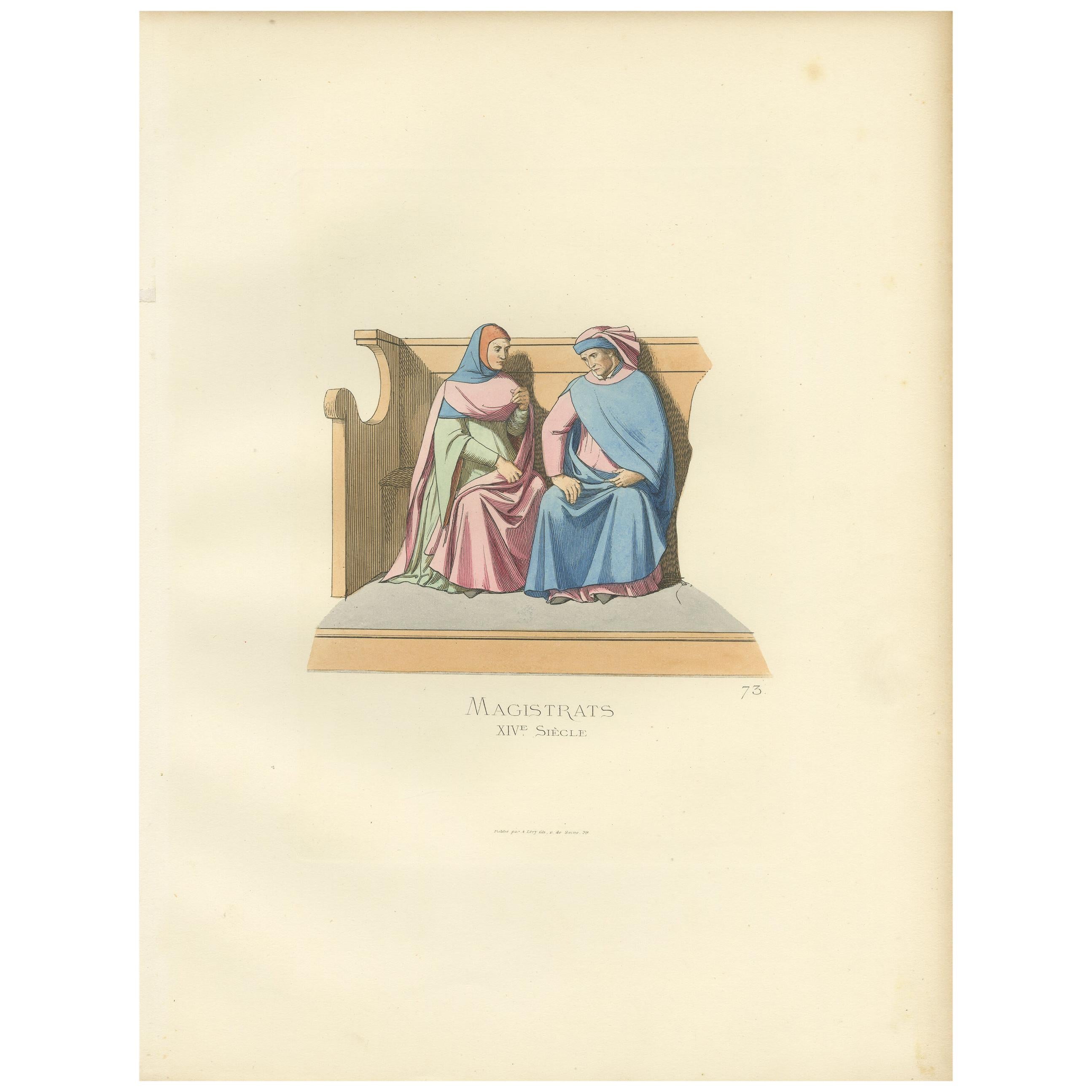 Antiker Druck italienischer Magistrate, 14. Jahrhundert, von Bonnard, 1860
