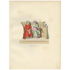 Antique Print of Italian Magistrates, 14th Century, by Bonnard, 1860