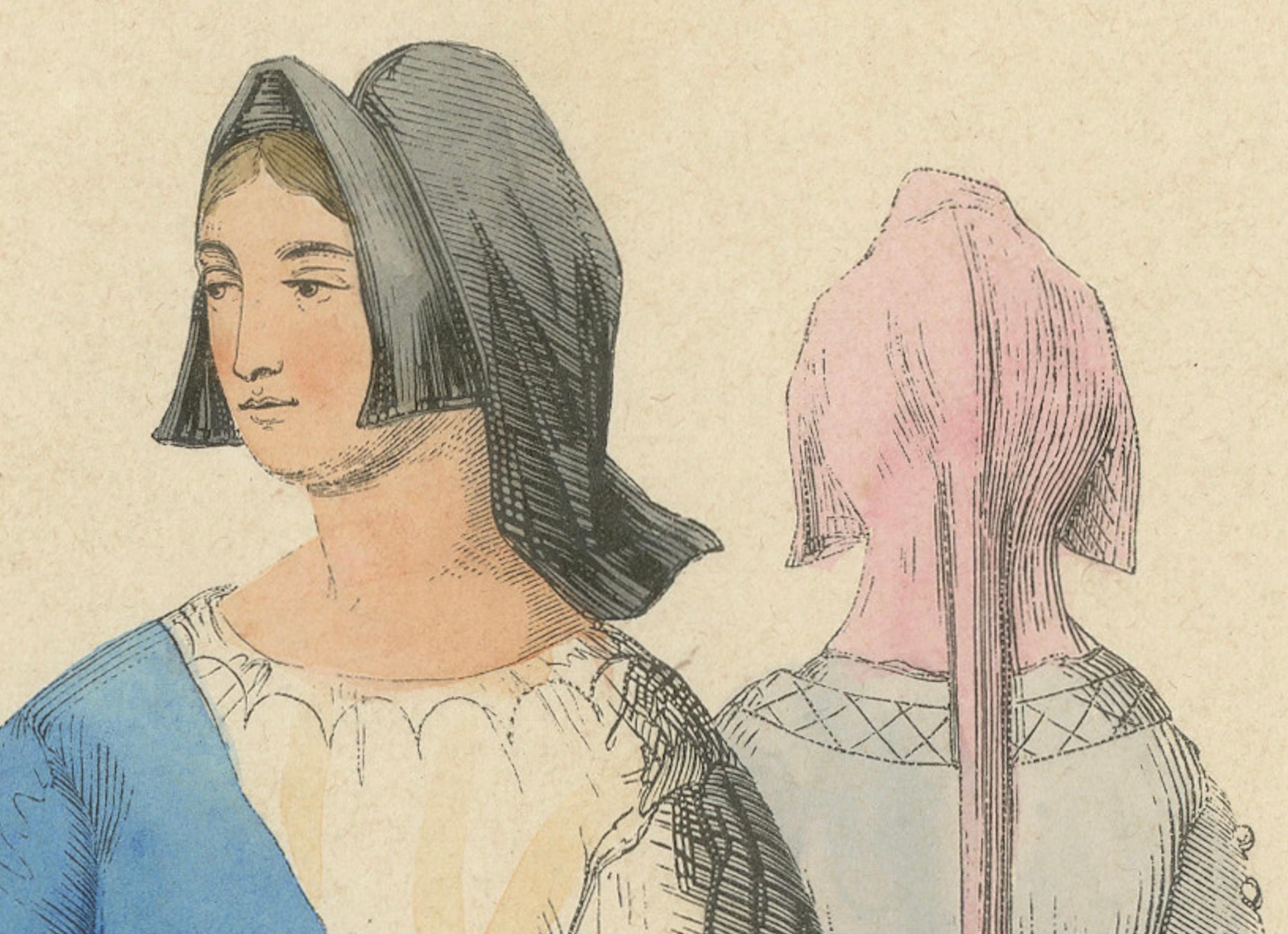 Antiker Druck italienischer Jungfrauen in traditionellem Anzug, 1847 (Mittleres 19. Jahrhundert) im Angebot