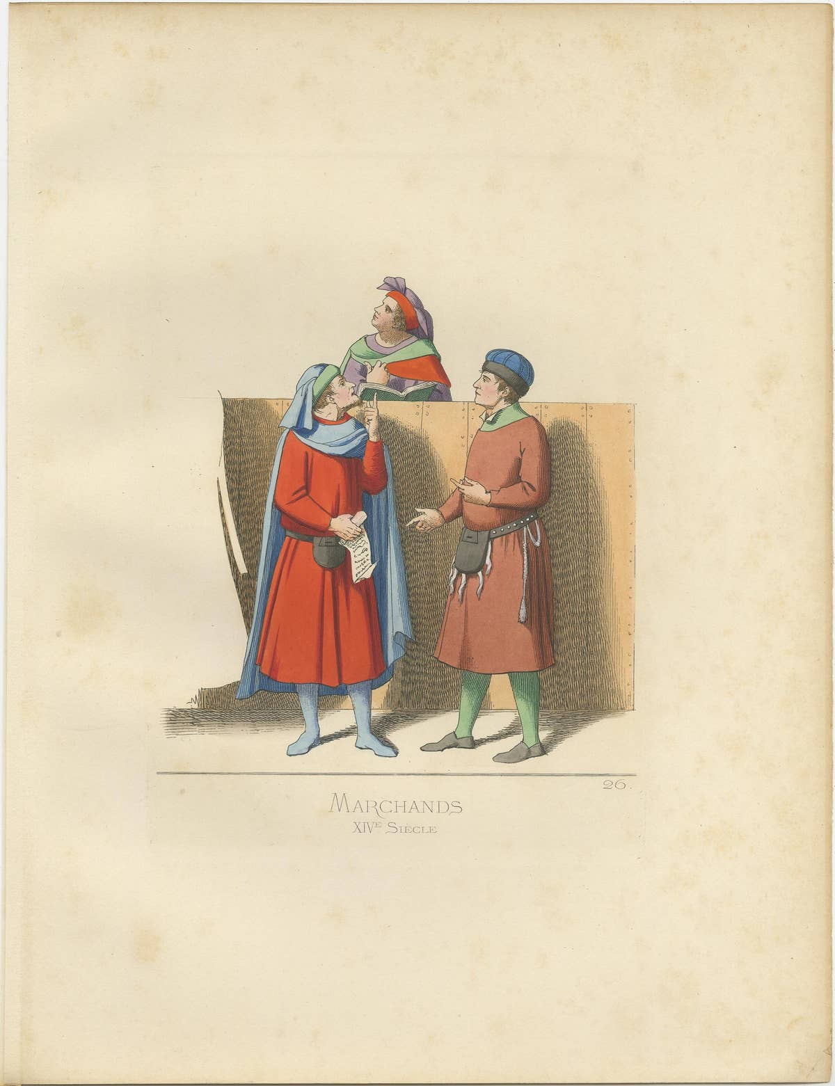 Antique Print of Italian Merchants by Bonnard, 1860