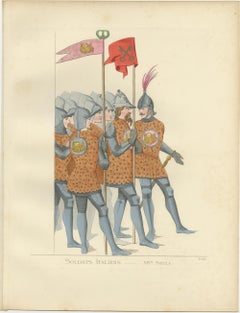Antique Print of Italian Soldiers, 14th Century, by Bonnard, 1860