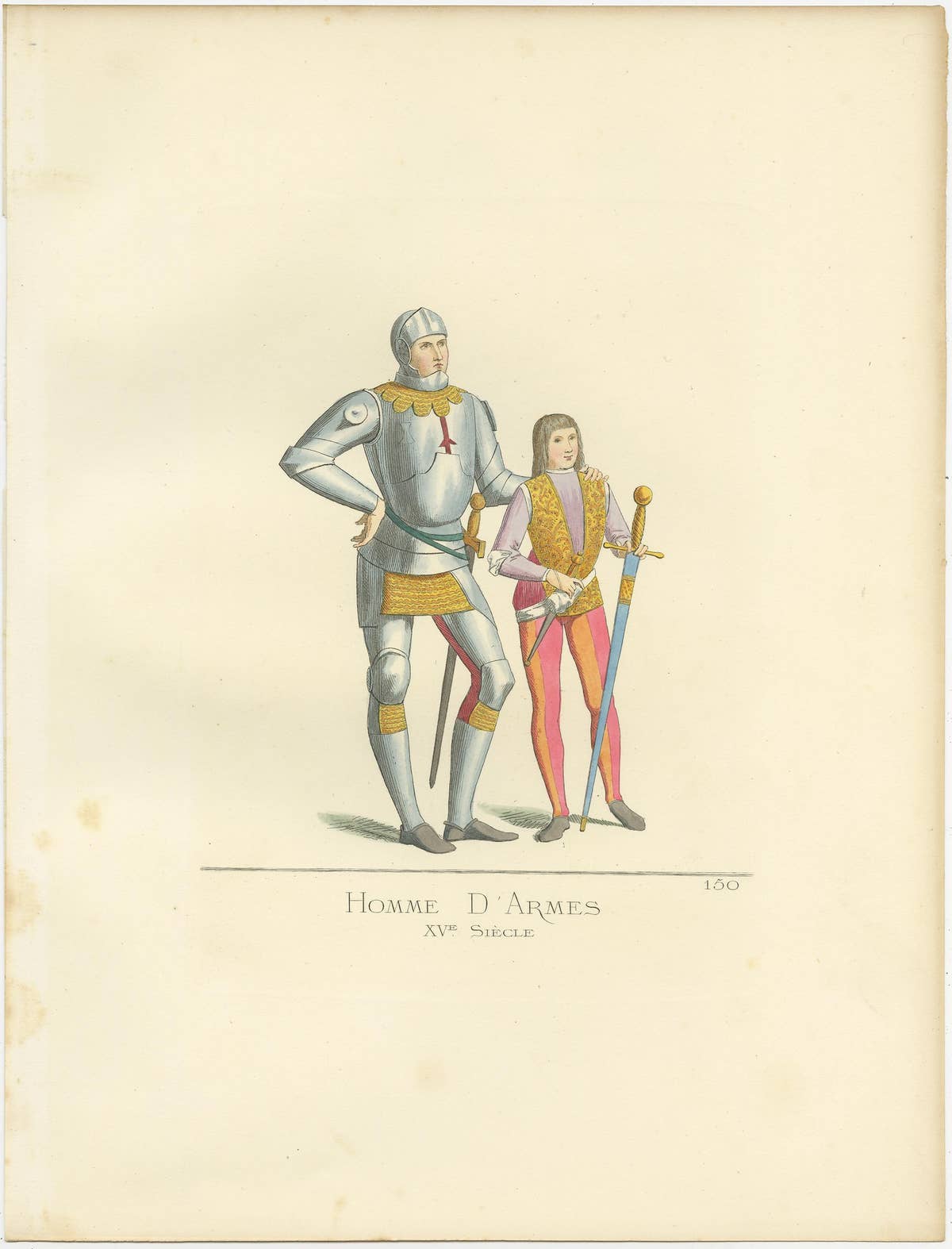 Antique Print of Italian Soldiers, 15th Century, by Bonnard, 1860