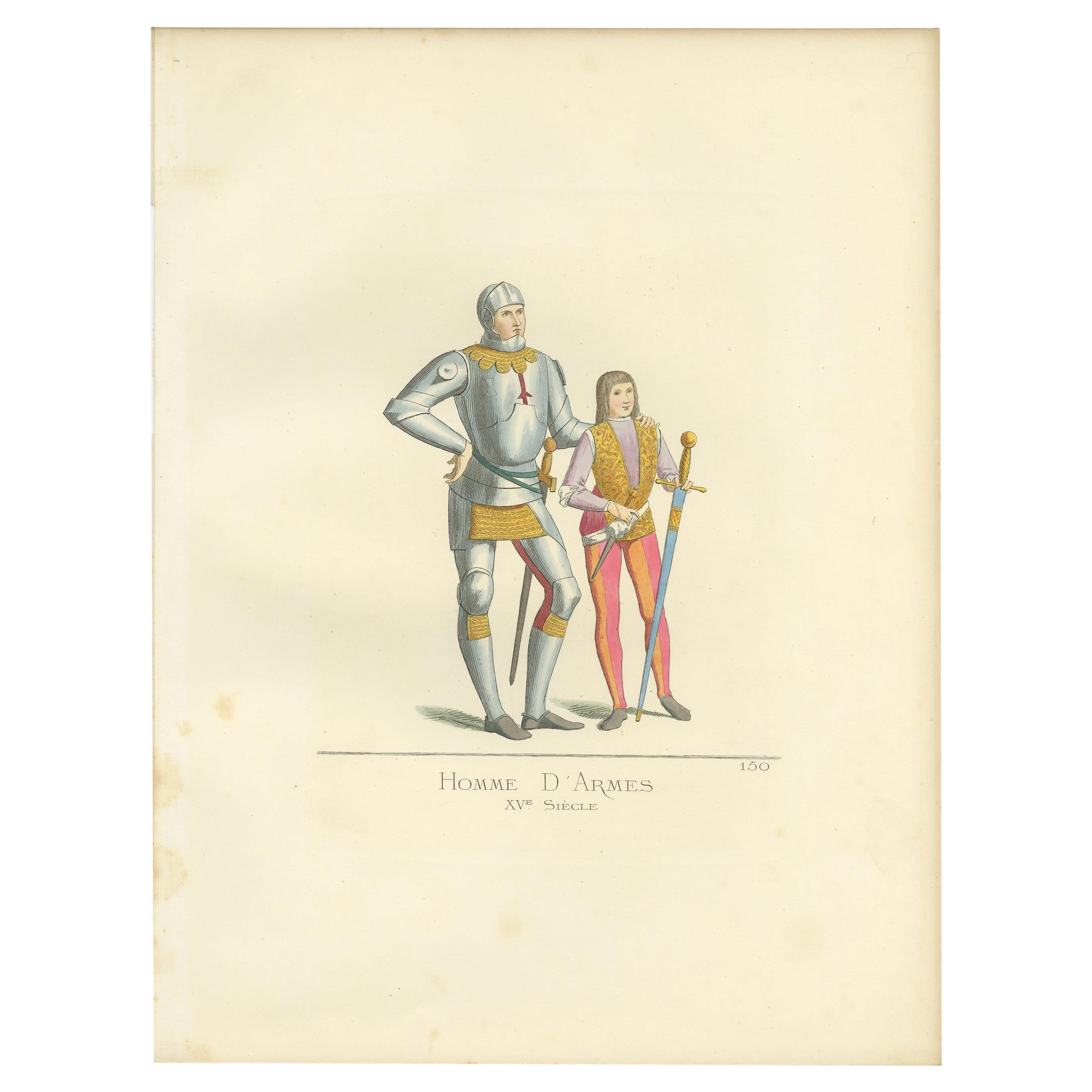Antiker Druck italienischer Soldaten, 15. Jahrhundert, von Bonnard, 1860 im Angebot