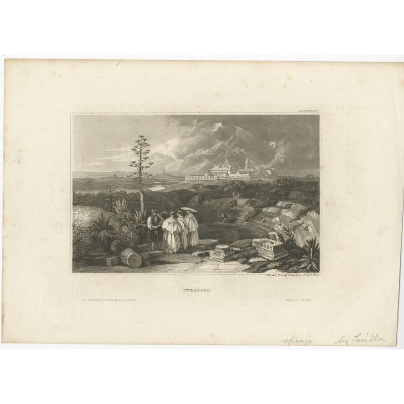 Antique Print of Italica in Spain, 1840 For Sale