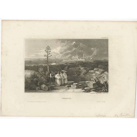 Antique Print of Italica in Spain, 1840