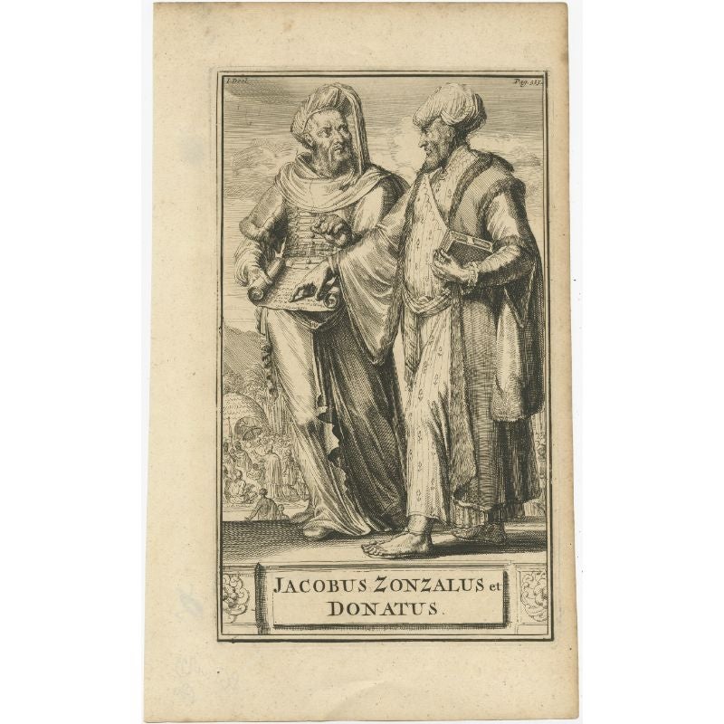 Antique Print of Jacobus Zonzalus and Donatus Magnus by De Hooghe, 1701 For Sale