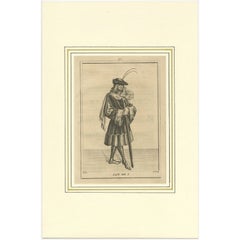 Grabado antiguo de Jan I de Holanda por Langendijk, 1745