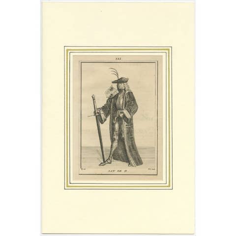 Antique Print of Jan ii of Holland by Langendijk, 1745