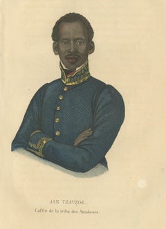Antique Print of Jan Tzatzoe by Prichard, 1843