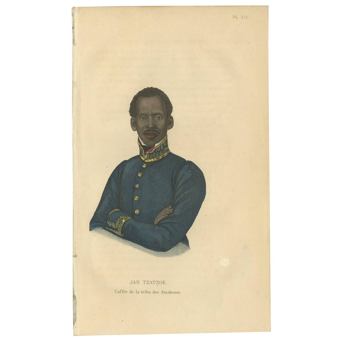 Antique Print of Jan Tzatzoe by Prichard, 1843
