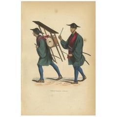 Impression ancienne de musiciens de l'infanterie japonaise par Wahlen, 1843