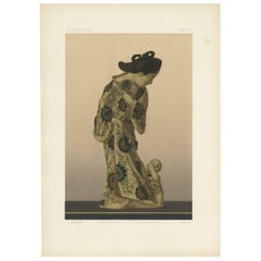 Antique Print of Japanese Modelling 'Kenzan' by G. Audsley, 1884