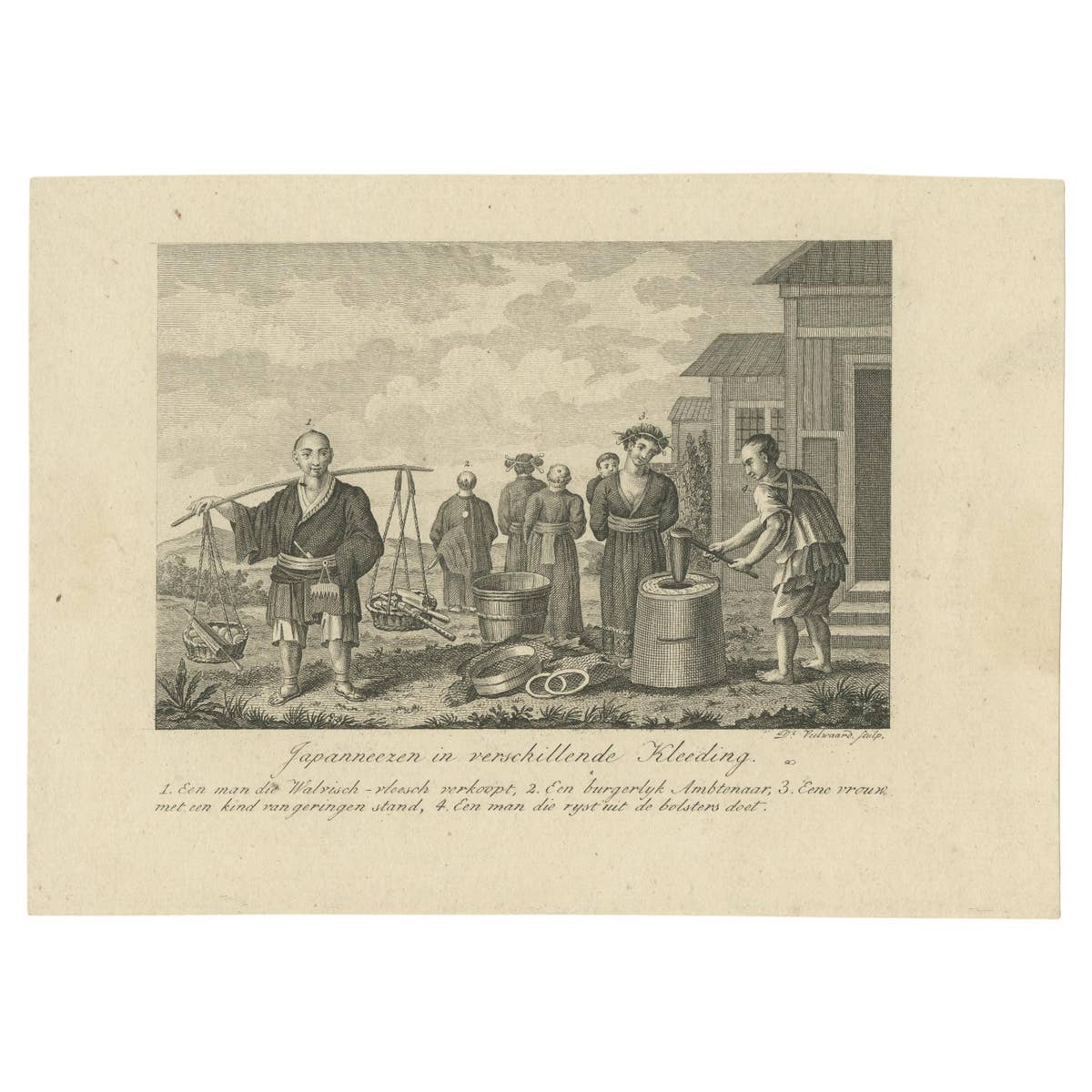 Antique Print of Japanese People and Their Costumes