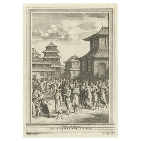 Antique Print of Japanese Punishmentsm Including Decapitation, 1747