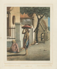 Antique Print of Javanese Children Selling Candy by Van Pers 'circa 1850'