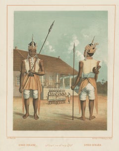 Antique Print of Javanese Guards Dressed in Ornamental Costume by Van Pers