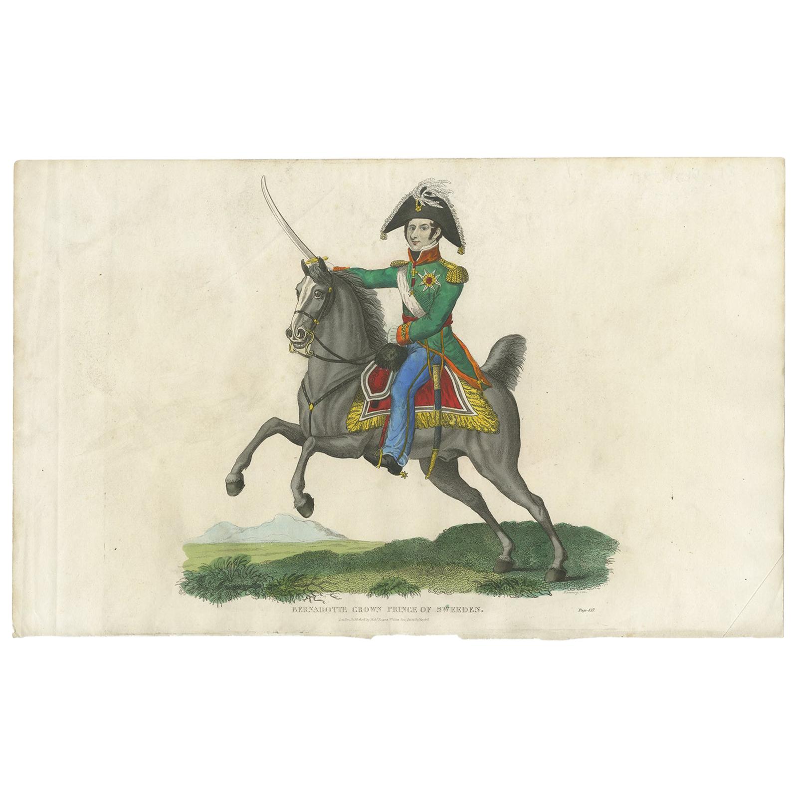 Antiker antiker Druck von Jean-Baptiste-Jules Bernadotte von Evans, 1816 im Angebot