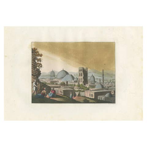 Antique Print of Jerusalem and Church of the Holy Sepulchre by Ferrario '1831'