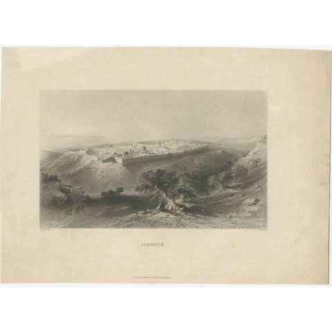 Antique Print of Jerusalem, c.1840