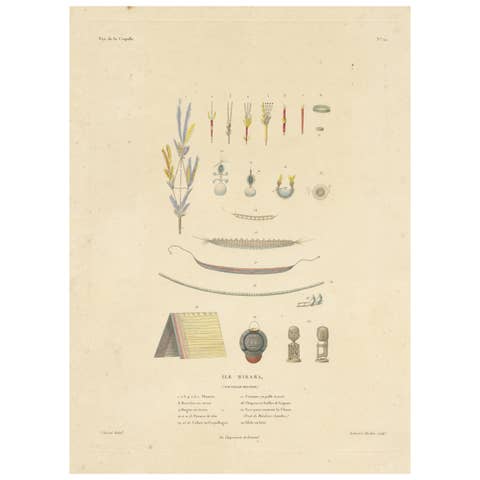 Antique Print of Jewellery, Belts and other Items from Birara, New Ireland