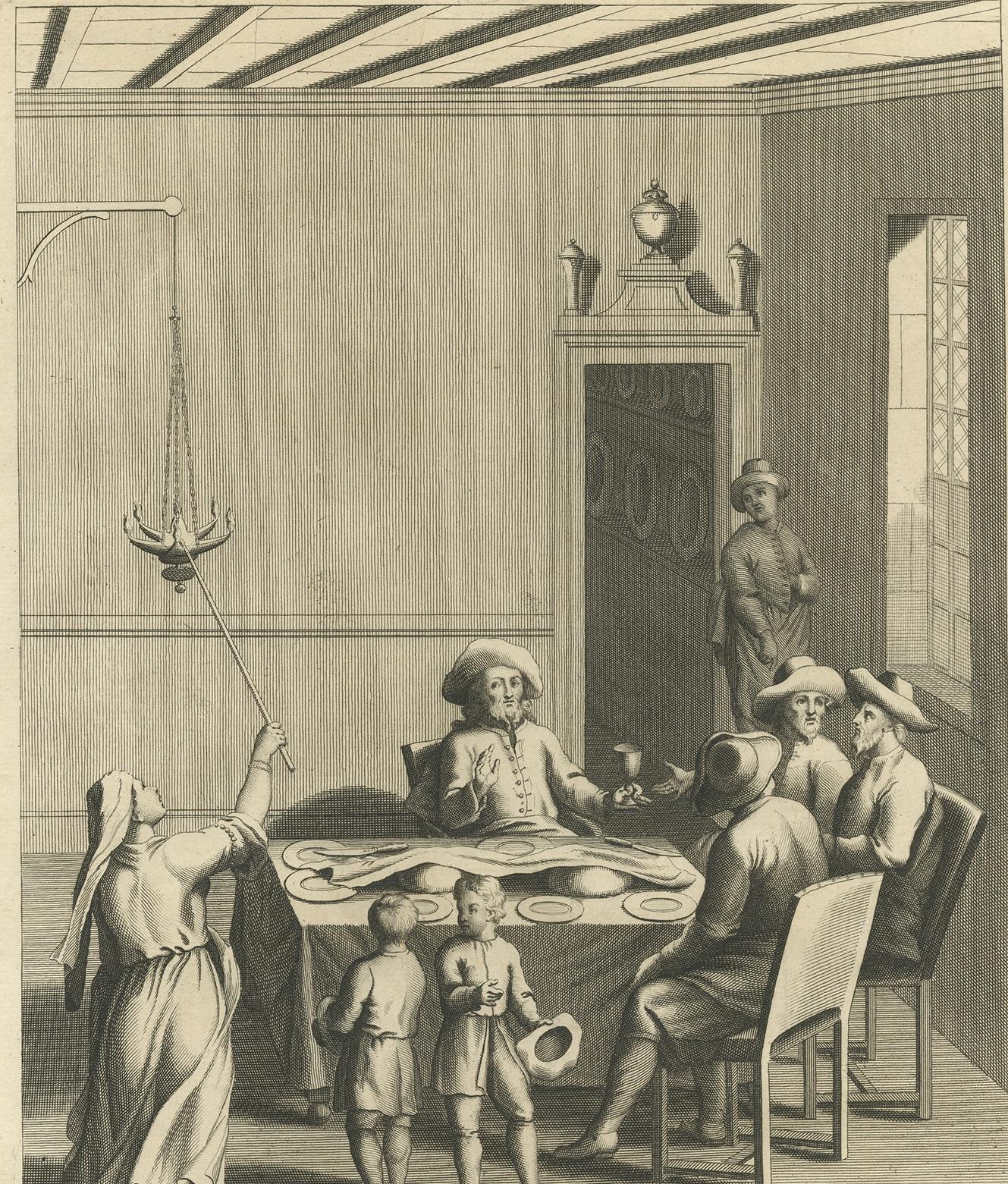 Dutch Antique Print of Jewish Ceremonies by A. Calmet, 1727 For Sale