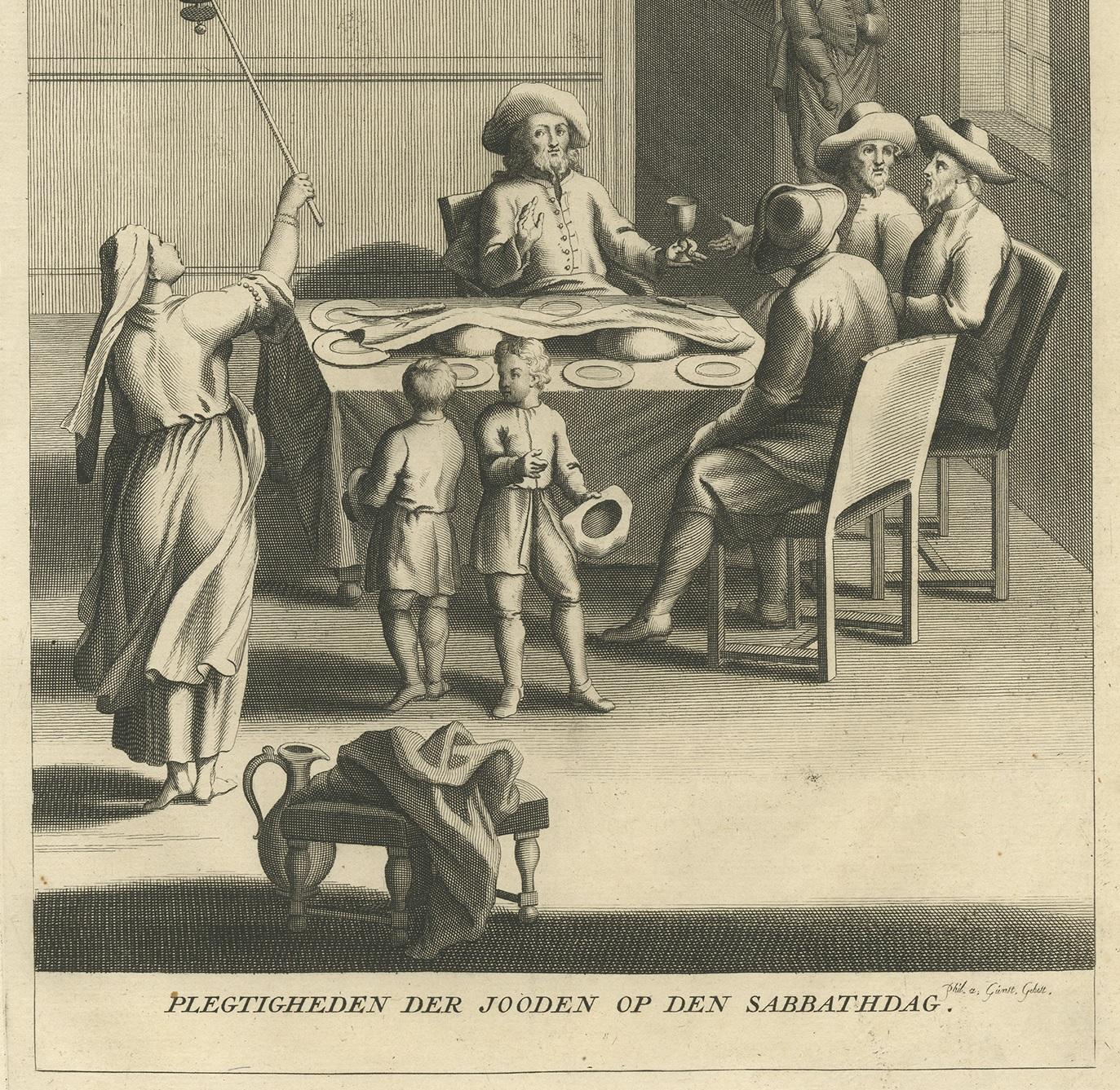 Dutch Antique Print of Jewish Ceremonies by A. Calmet, 1727 For Sale