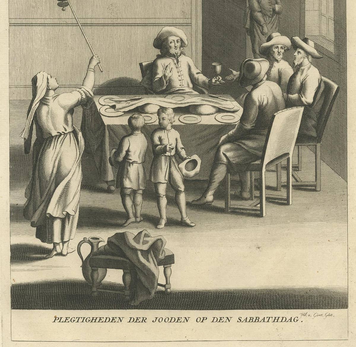 Antique Print of Jewish Ceremonies by A. Calmet, 1727