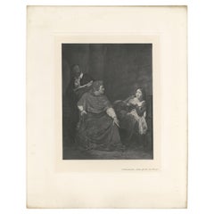 Original Antiker Originaldruck des „Joan of Arc im Gefängnis“, hergestellt nach P. Delaroche (1902)