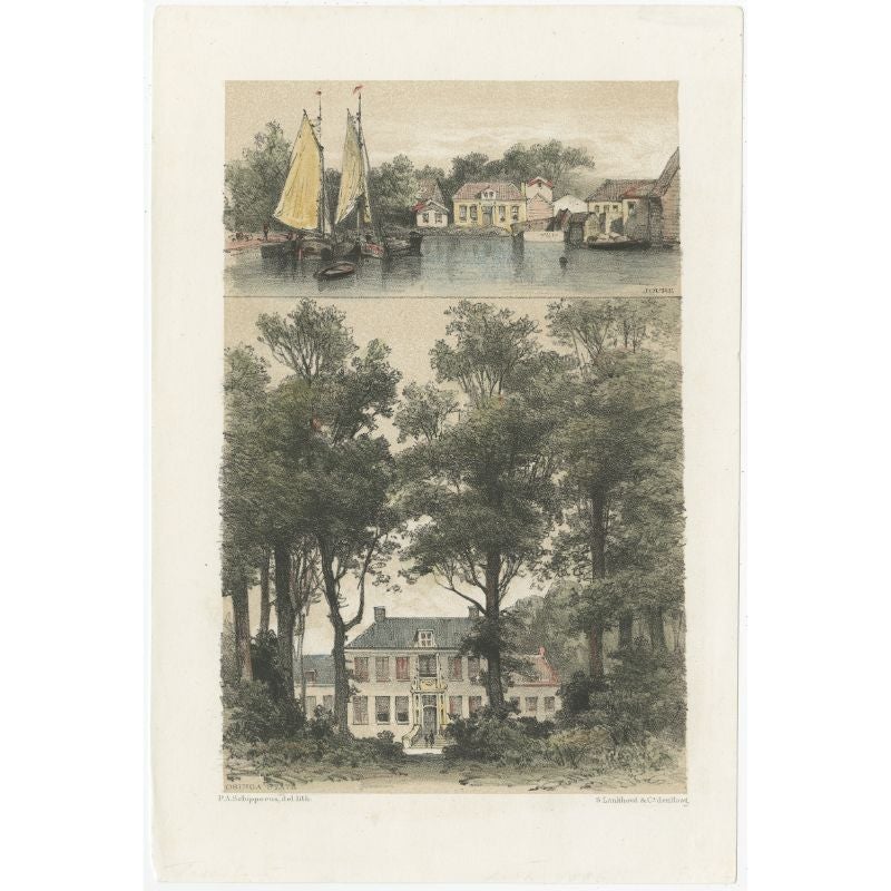 Antique Print of Joure and Osinga State in the Netherlands, 1882 For Sale